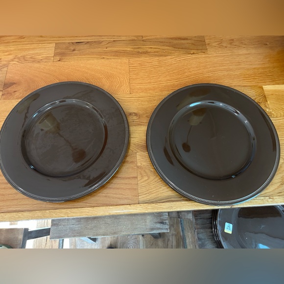 Williams Sonoma porcelain chocolate 12.75”Charger Plates set of 2 new